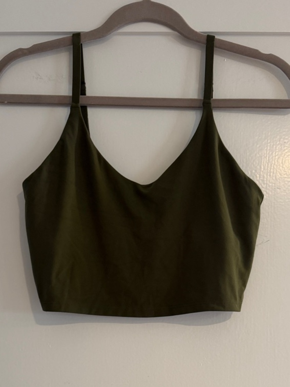 Athleta Elation V Neck Crop Top Longline Sports Bra A-C Cup in Green | Small